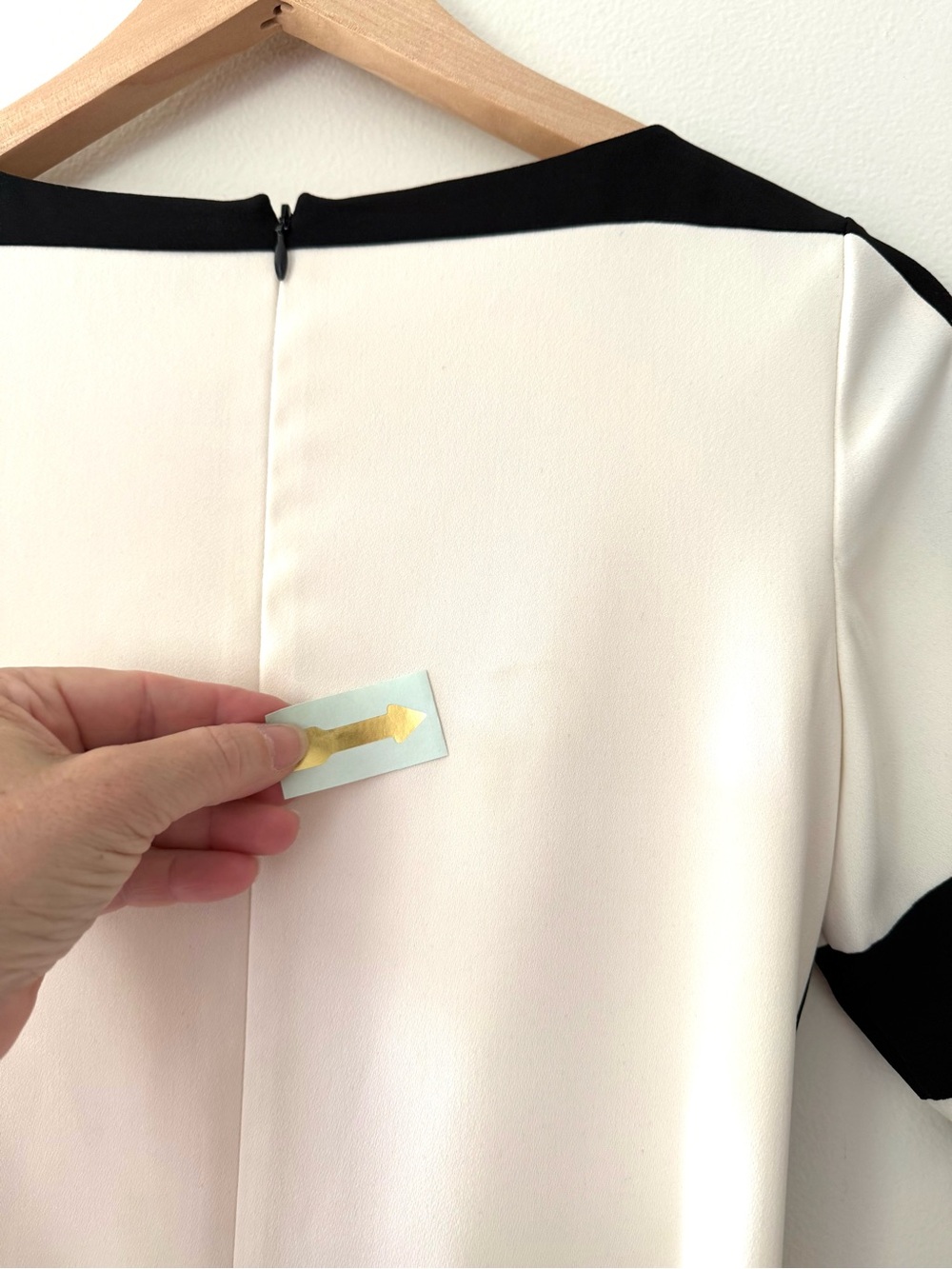 Ann Taylor Cream Black XXS 00P Colorblock Belted Shift Dress Work Office Career - Picture 10 of 13